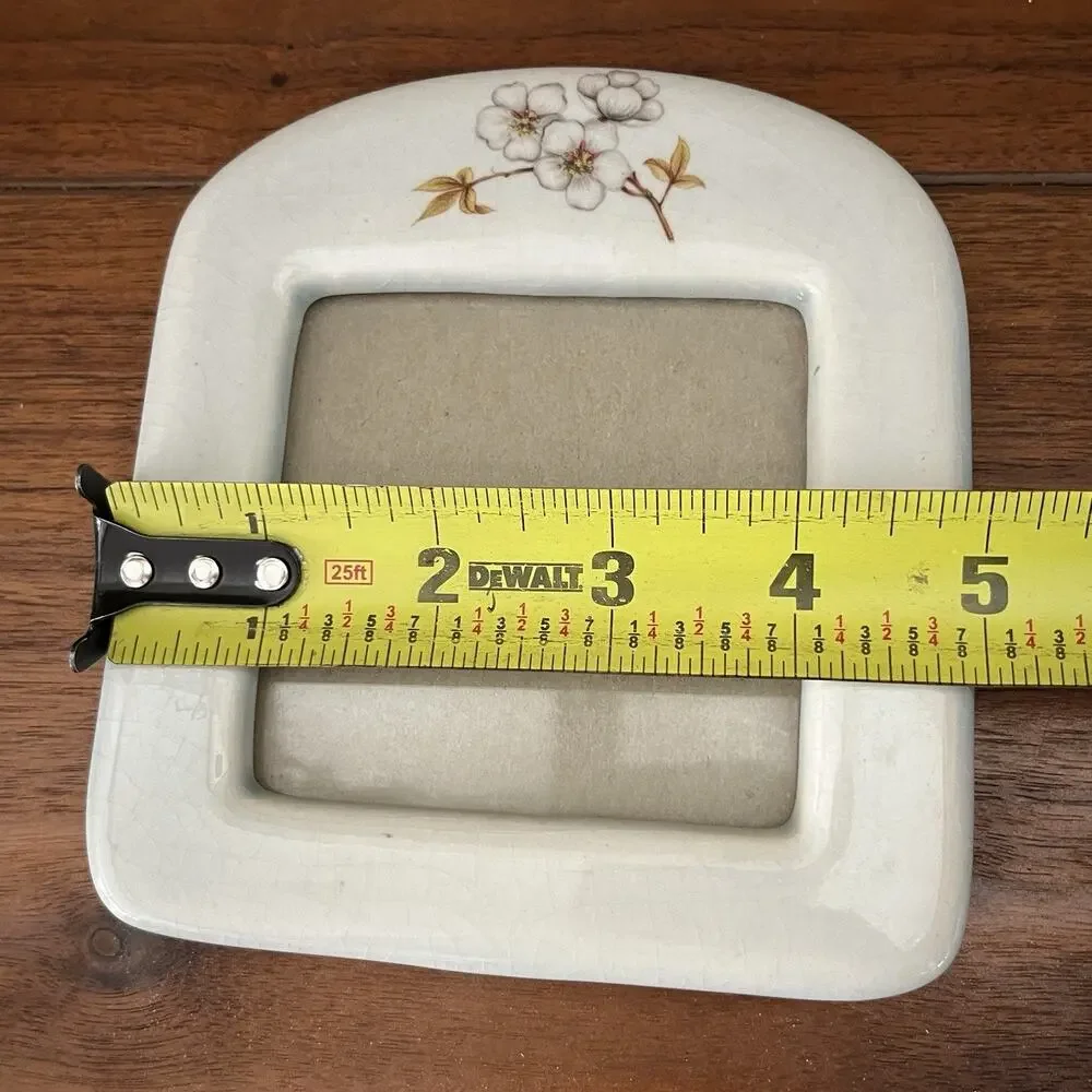 Vintage Terragrafics Ivory Crackle Floral Accents Picture Frame